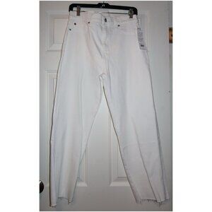 NWT HUDSON Jeans White NOA Mid Rise Straight Crop womens jeans, raw hem, size 30